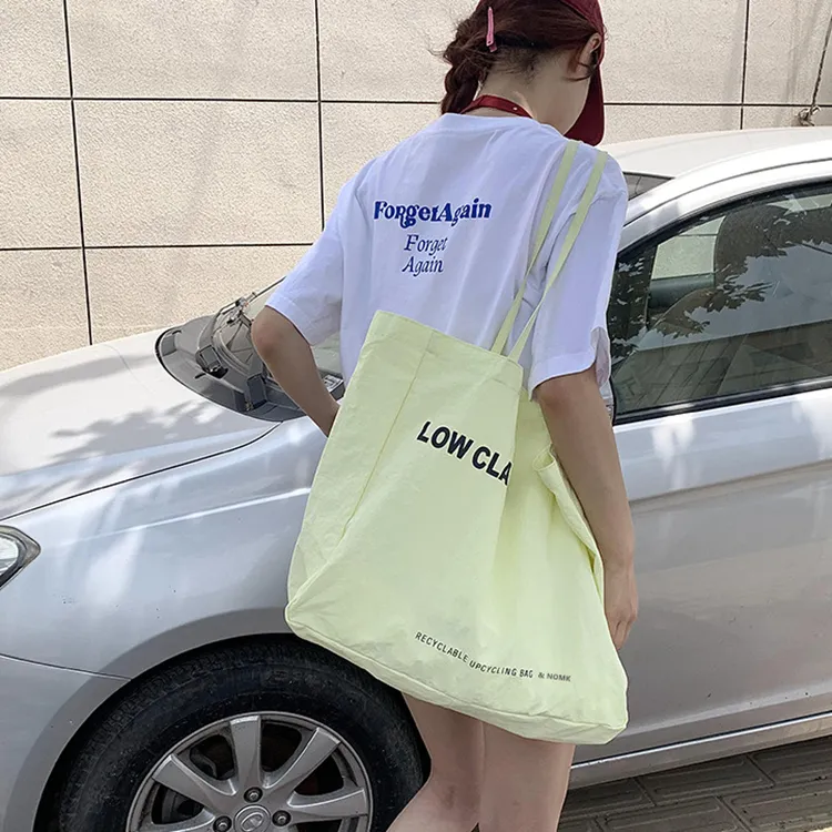 NOMK Nylon Tote Bag, Shoulder Bag Women's Yellow/White/Red-1