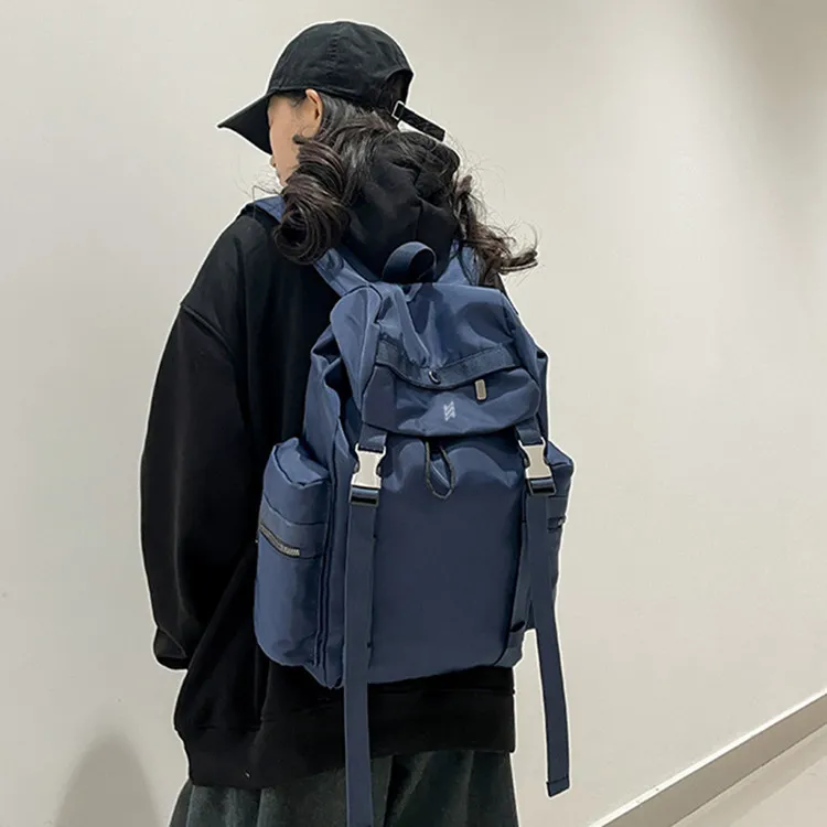 NOMK Nylon Backpack Unisex Black/Gray/Green/Blue-8