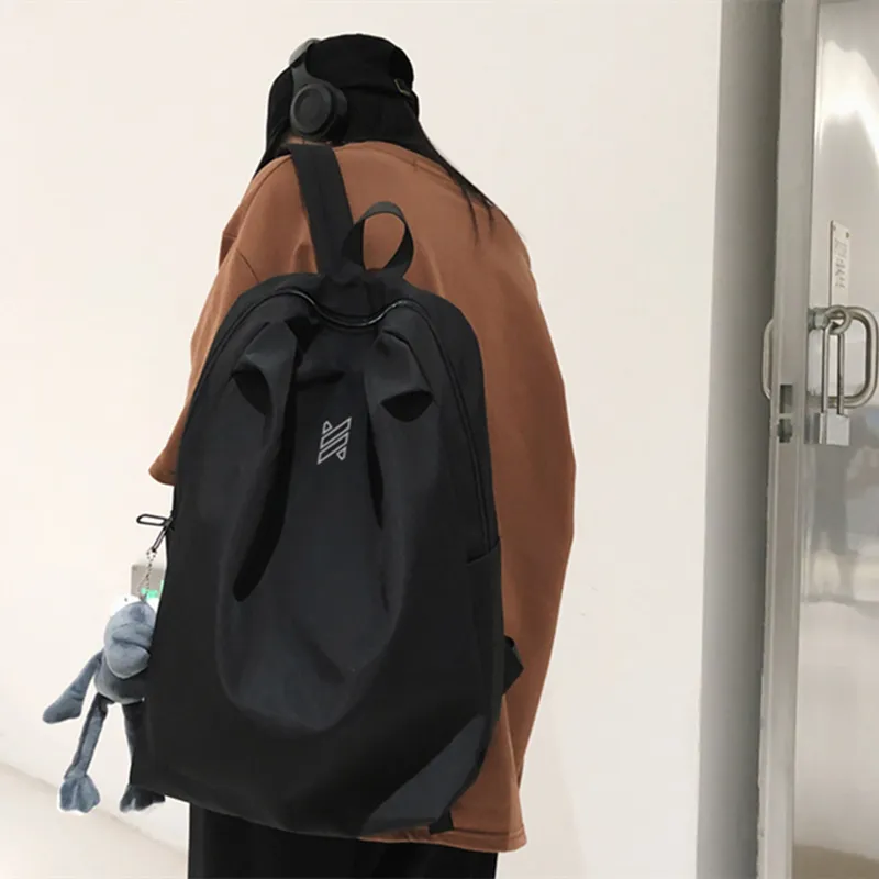 NOMK Nylon Backpack Regular Unisex Black/Pink/White/Gray-2