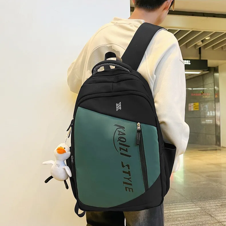 NOMK Nylon Backpack Backpack Travel Backpack Laptop Bag Unisex Black/Green/White/Blue-2