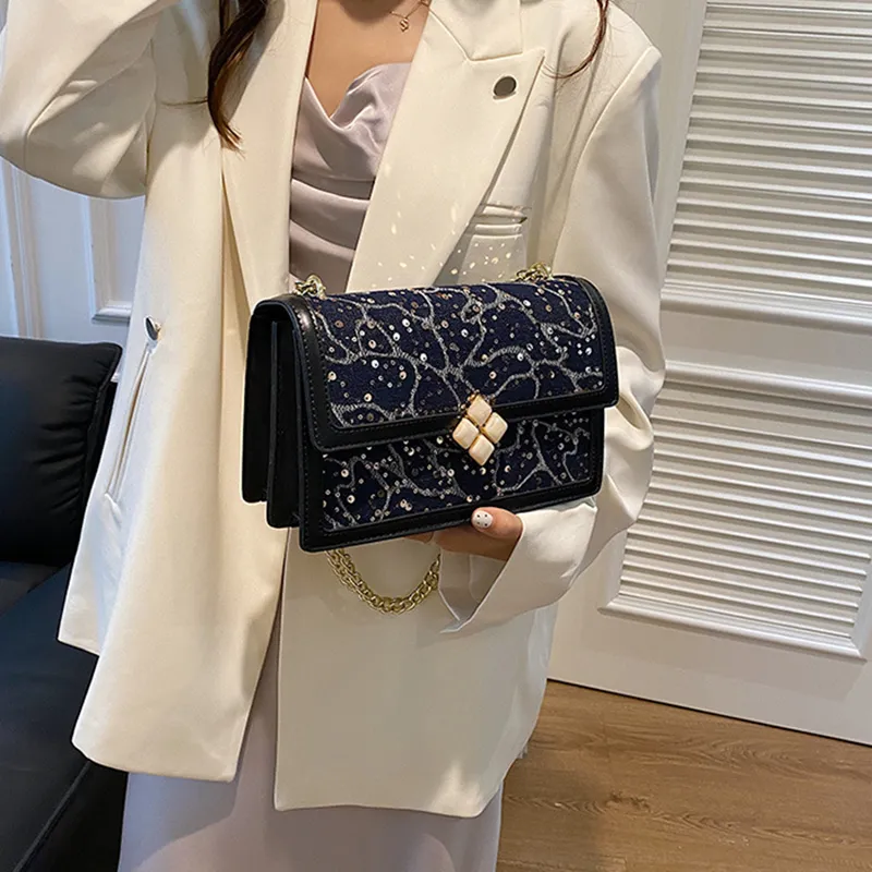 NOMK PU With Synthetic Leather Shoulder Bag, Crossbody Bag Women's Black/White/Light Blue/Dark Blue-3