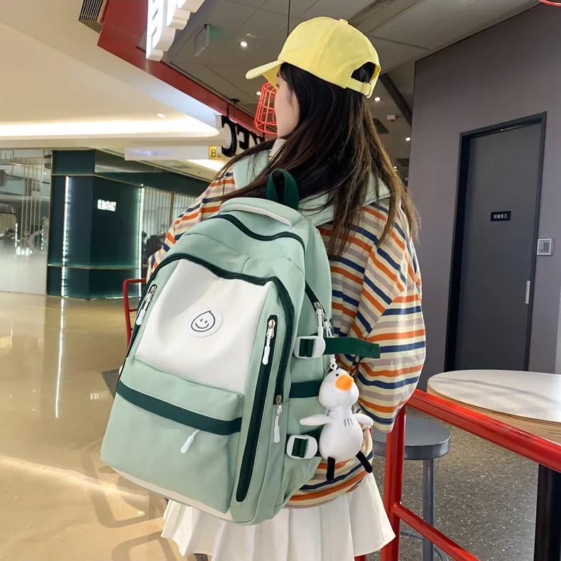 NOMK Nylon Canvas Computer Handheld Backpack Regular Unisex Multicolor-10