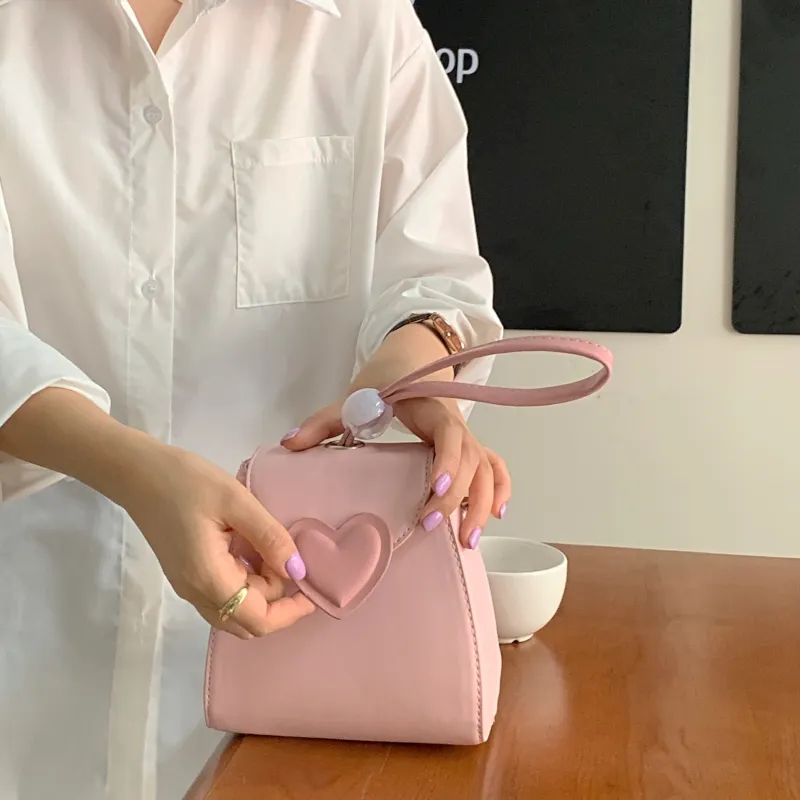NOMK Leather Crossbody One Shoulder Handbag Mini Women's Pink-7