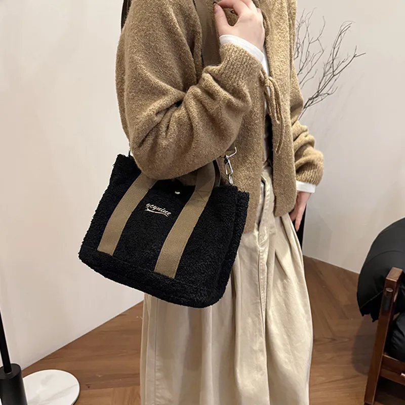 NOMK Faux Fur Shoulder Bag, Handbag Women's Black/Brown/Pink-10