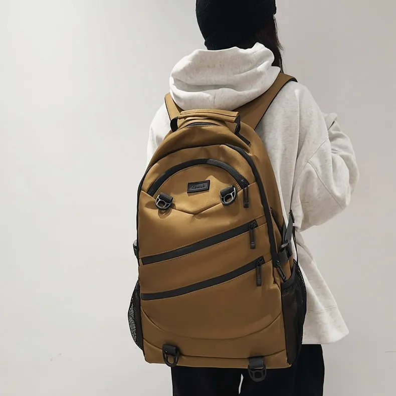 NOMK Nylon Backpack Unisex Black/White/Gray/Red/Brown-20