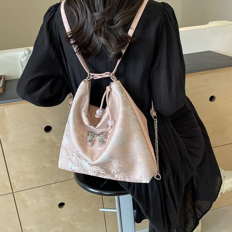 NOMK PU Backpack Crossbody Bag Shoulder Bag Backpack Women's Pearlescent White/silver/pink/blue-10