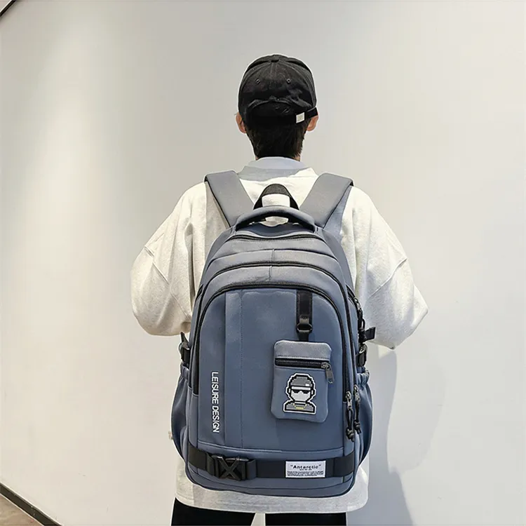 NOMK Nylon Backpack Regular Unisex Black/Khaki/Gray/Green/Blue-11