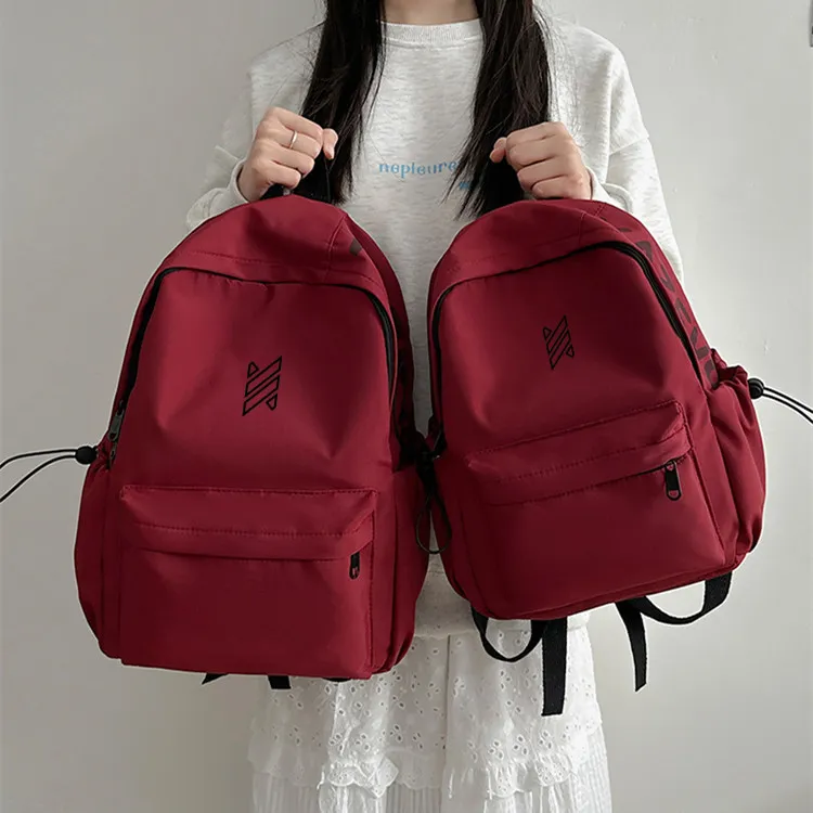 NOMK Nylon Backpack Unisex White/Pink/Black/Red/Green/Orange-12