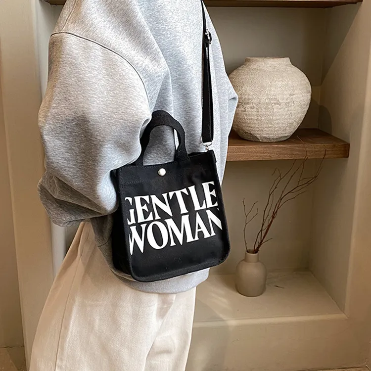 NOMK Canvas Handbag, Crossbody Bag Women's Black/Khaki/Green/Rose/White Letter/Black Letter-20