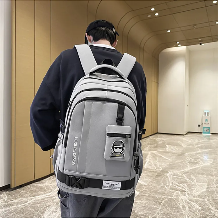 NOMK Nylon Backpack Regular Unisex Black/Khaki/Gray/Green/Blue-6