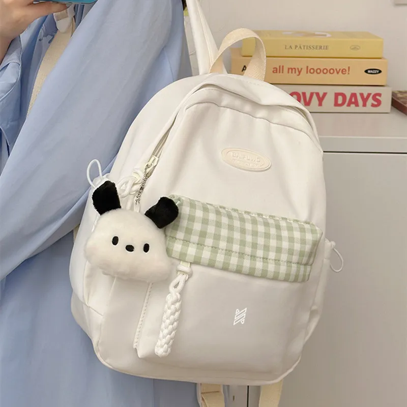 NOMK Nylon Backpack, Travel, Small Backpack Women's White/Blue/Black/Yellow/Green-1