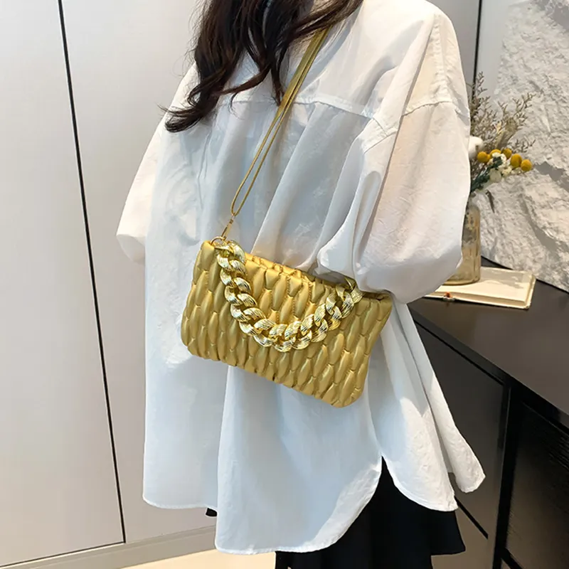 NOMK PU With Synthetic Leather One Shoulder Handbag Women's Black/Red/Brown/White/Gold/Silver-24