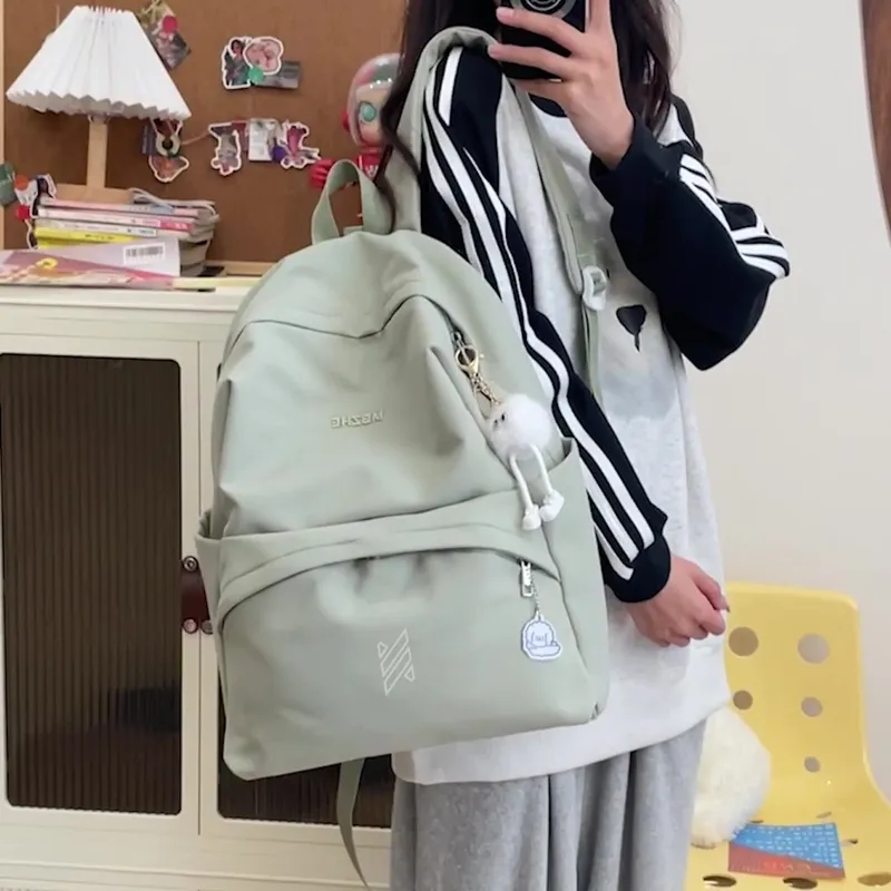 NOMK Nylon Backpack Women's Green/Yellow/Pink/White/Blue-3