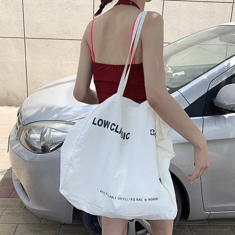 NOMK Nylon Tote Bag, Shoulder Bag Women's Yellow/White/Red-4