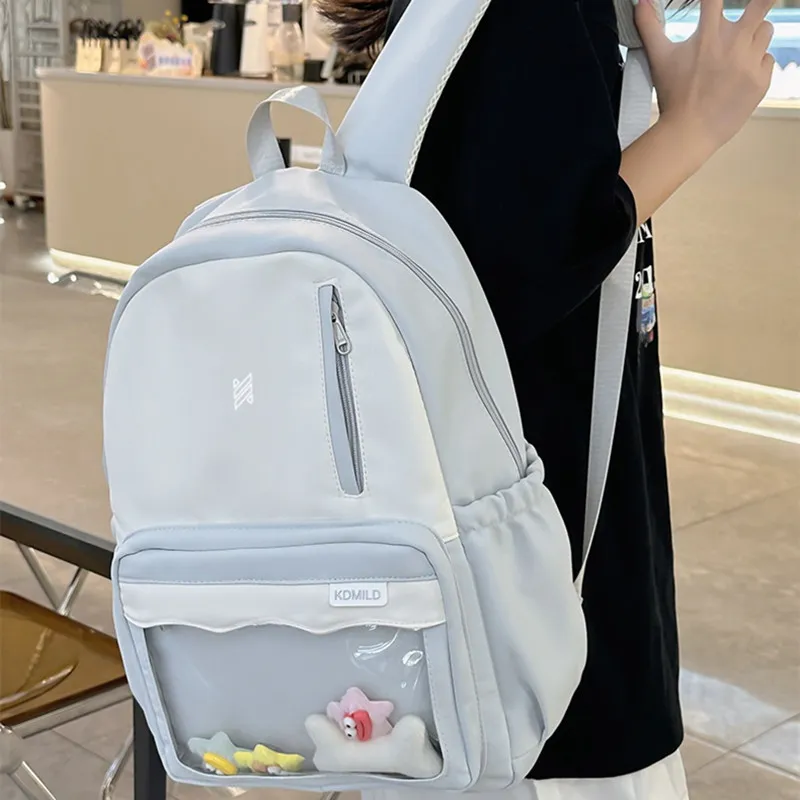 NOMK Nylon Backpack Women's Mint Green/Brown/Gray Blue-9