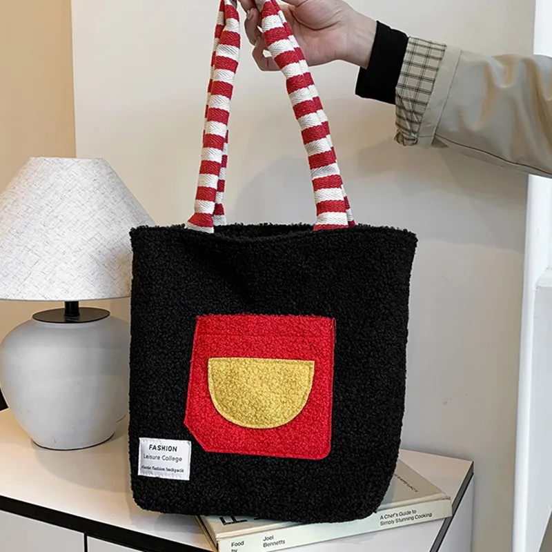 NOMK Lambswool Shoulder Bag Women's Black-1