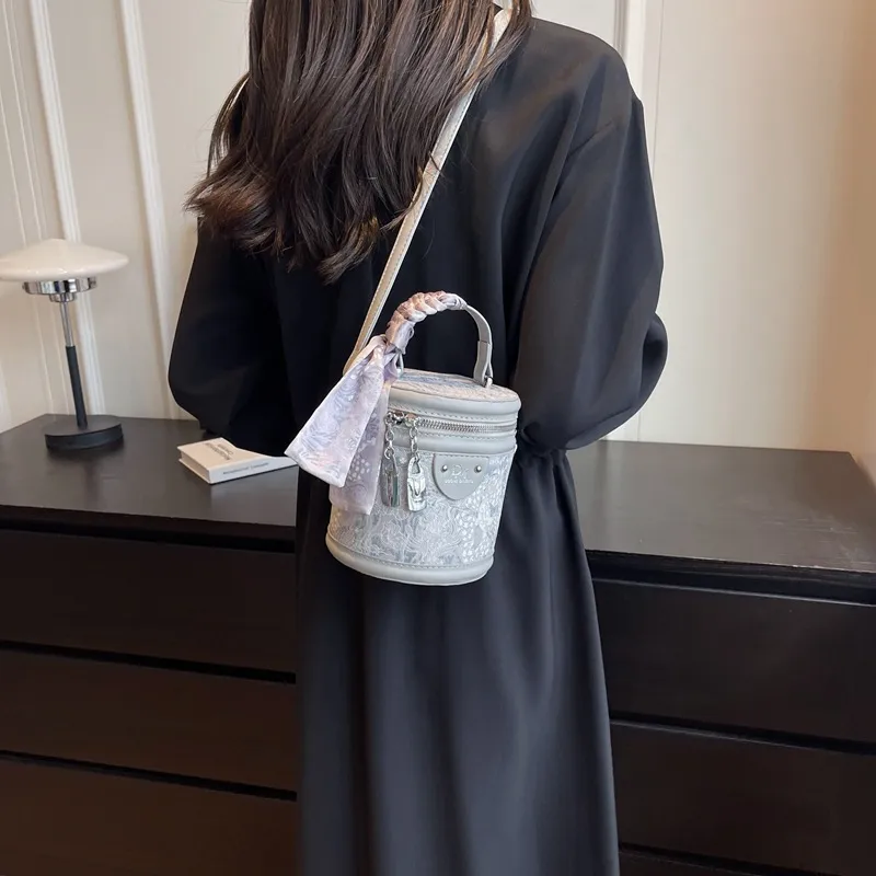 NOMK PU Shoulder Bag Crossbody Bag Handbag Bucket Bag Regular Women's Black/Gray/Pink-8