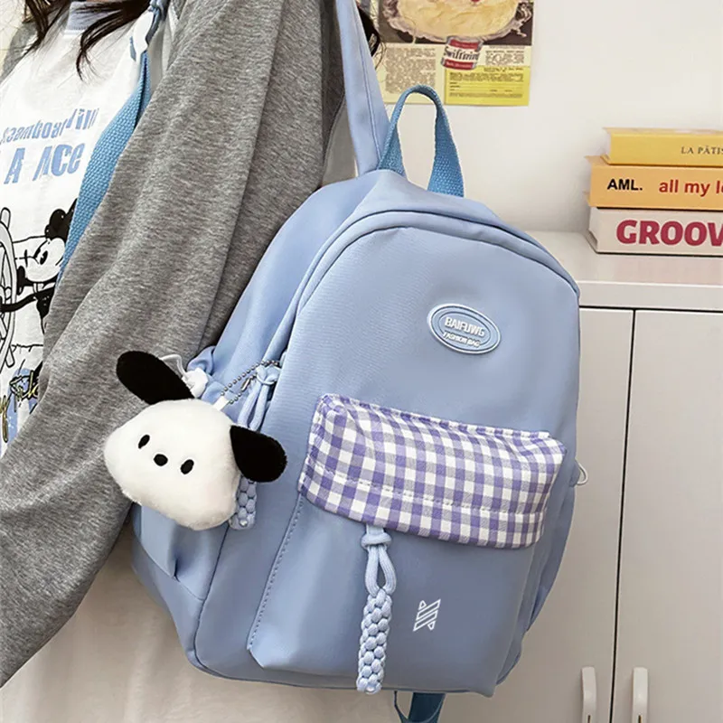 NOMK Nylon Backpack, Travel, Small Backpack Women's White/Blue/Black/Yellow/Green-5