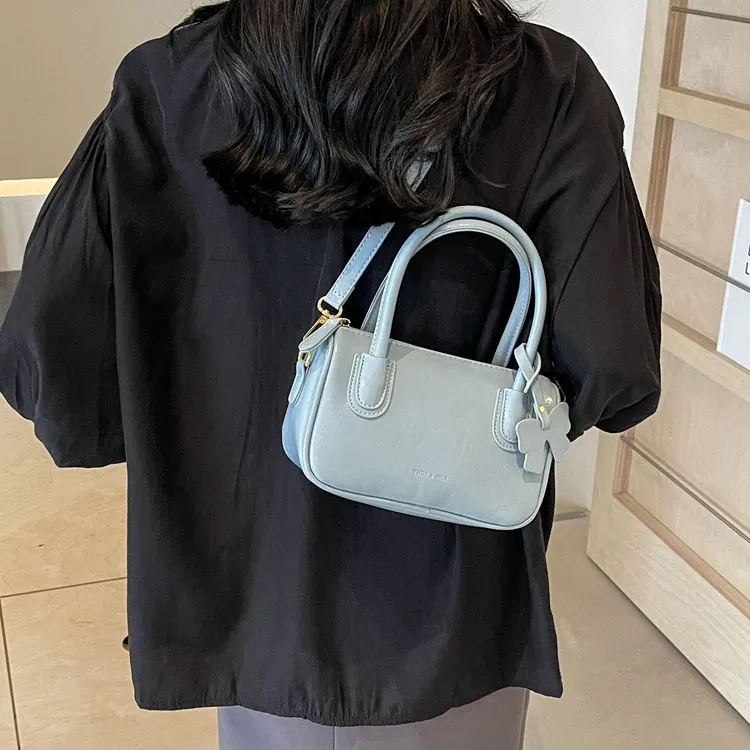 NOMK PU One Shoulder Handbag Women's Blue/Black/Pink/White-3