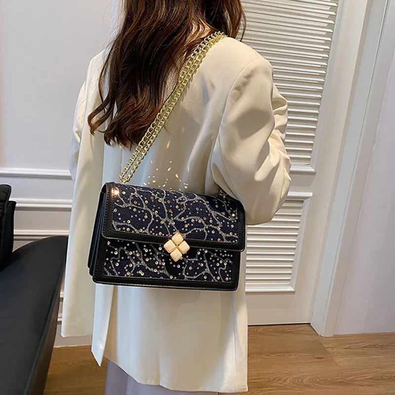 NOMK PU With Synthetic Leather Shoulder Bag, Crossbody Bag Women's Black/White/Light Blue/Dark Blue-2