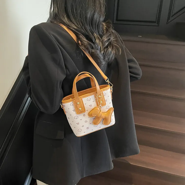 NOMK PU Crossbody One Shoulder Handbag Women's White & Brown/Ecru/Pink/Coffee-3