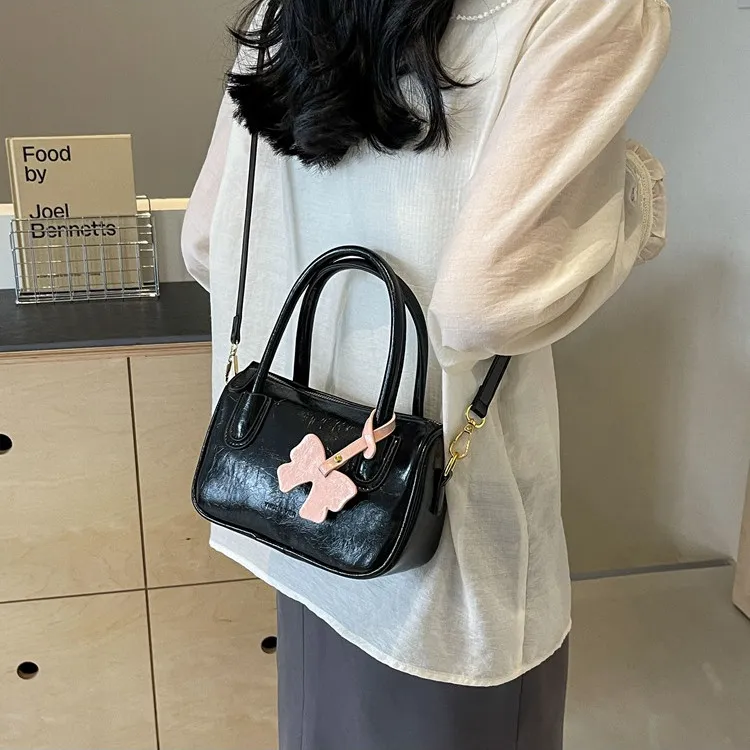 NOMK PU One Shoulder Handbag Women's Blue/Black/Pink/White-8