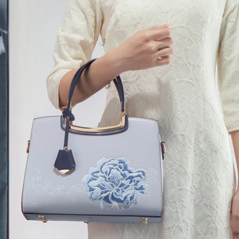 NOMK PU Tote Shoulder Bag, Crossbody Bag, Handbag Women's Blue/Burgundy/Apricot-2