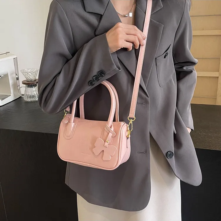 NOMK PU One Shoulder Handbag Women's Blue/Black/Pink/White-11