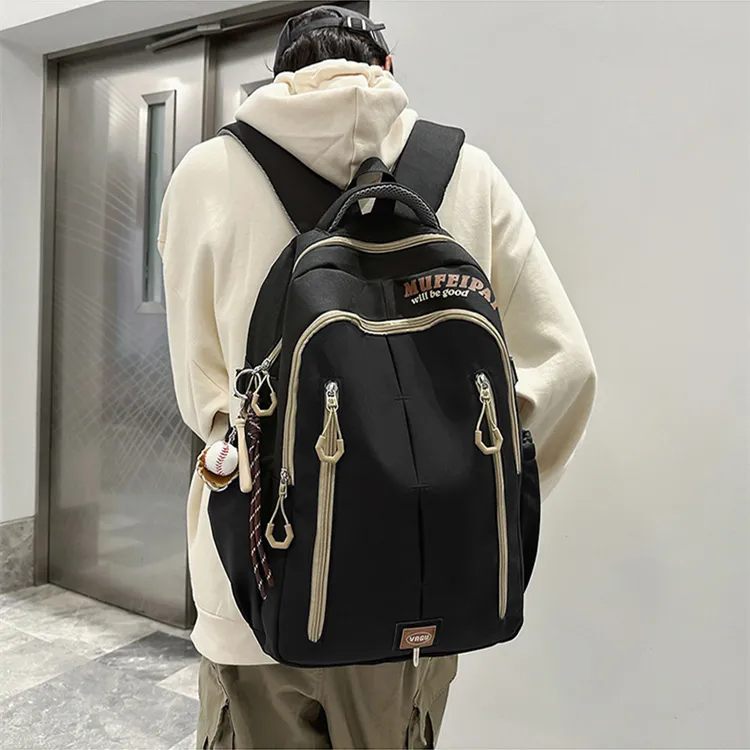 NOMK Nylon Backpack Unisex White/Red/Black-14