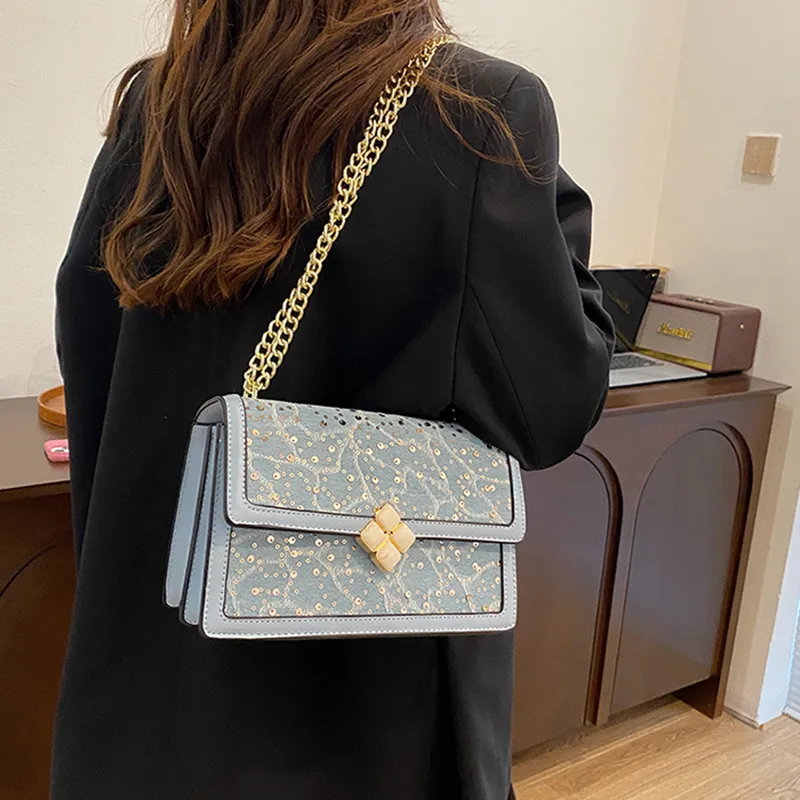 NOMK PU With Synthetic Leather Shoulder Bag, Crossbody Bag Women's Black/White/Light Blue/Dark Blue-10