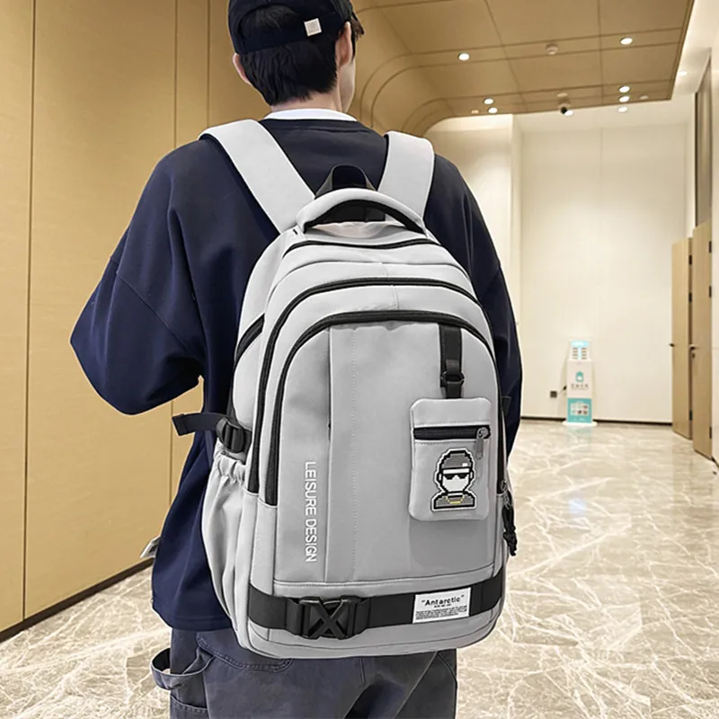 NOMK Nylon Backpack Regular Unisex Black/Khaki/Gray/Green/Blue-8