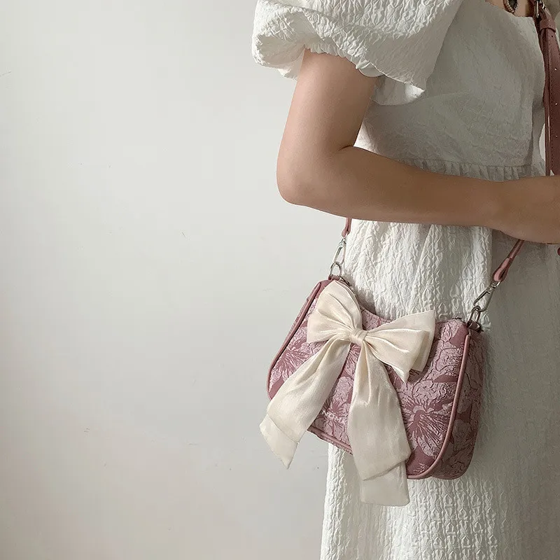 NOMK Canvas Shoulder Bag Crossbody Handbag Regular Women's Pink/White-1