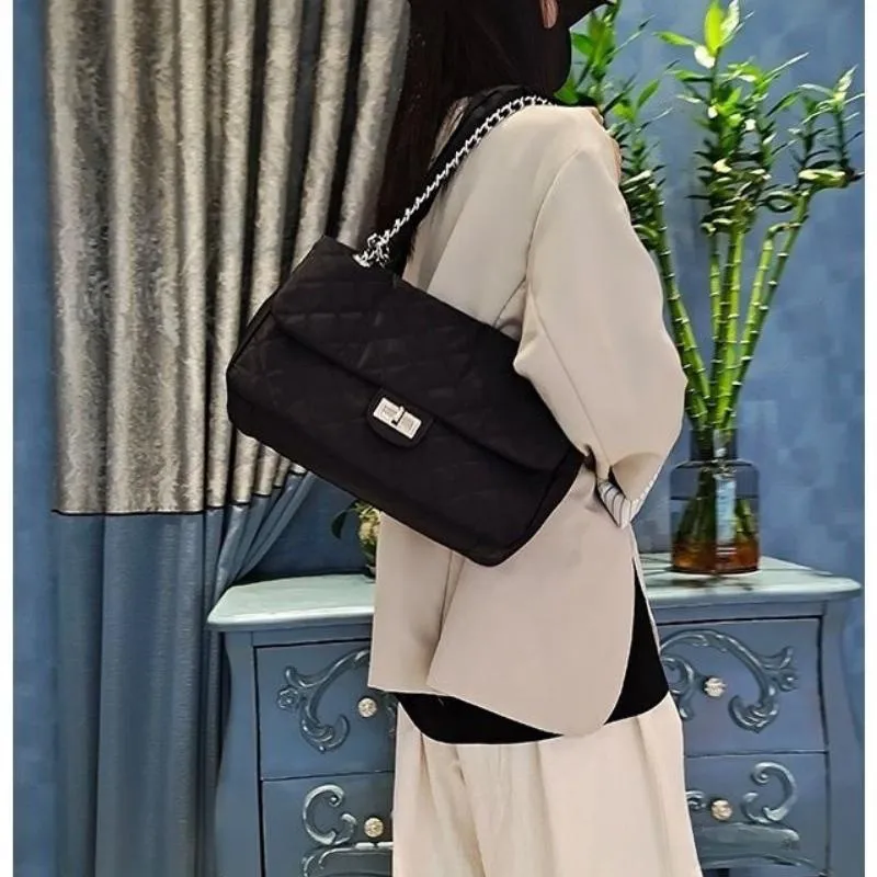 NOMK PU Plaid Tote Bag, Shoulder Bag, Crossbody Bag Regular Women's Black-18