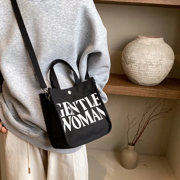 NOMK Canvas Handbag, Crossbody Bag Women's Black/Khaki/Green/Rose/White Letter/Black Letter-19