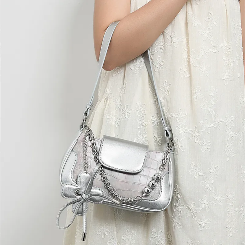 NOMK PU Shoulder Bag, Crossbody Bag Women's Dusty Pink-4