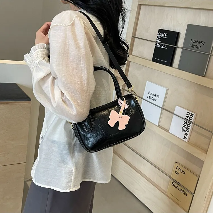 NOMK PU One Shoulder Handbag Women's Blue/Black/Pink/White-7