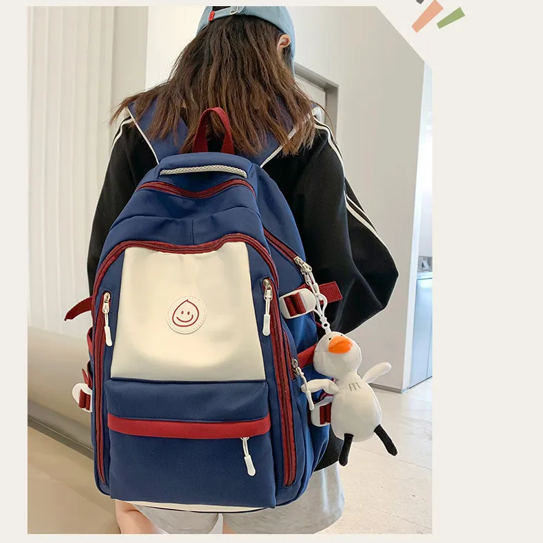 NOMK Nylon Canvas Computer Handheld Backpack Regular Unisex Multicolor-7
