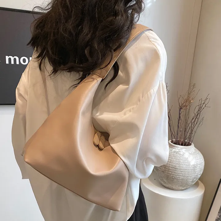 NOMK PU Tote Bag Shopping Bag Shoulder Bag Versatile Shoulder Bag Regular Women's Black/White/Khaki/Brown-11