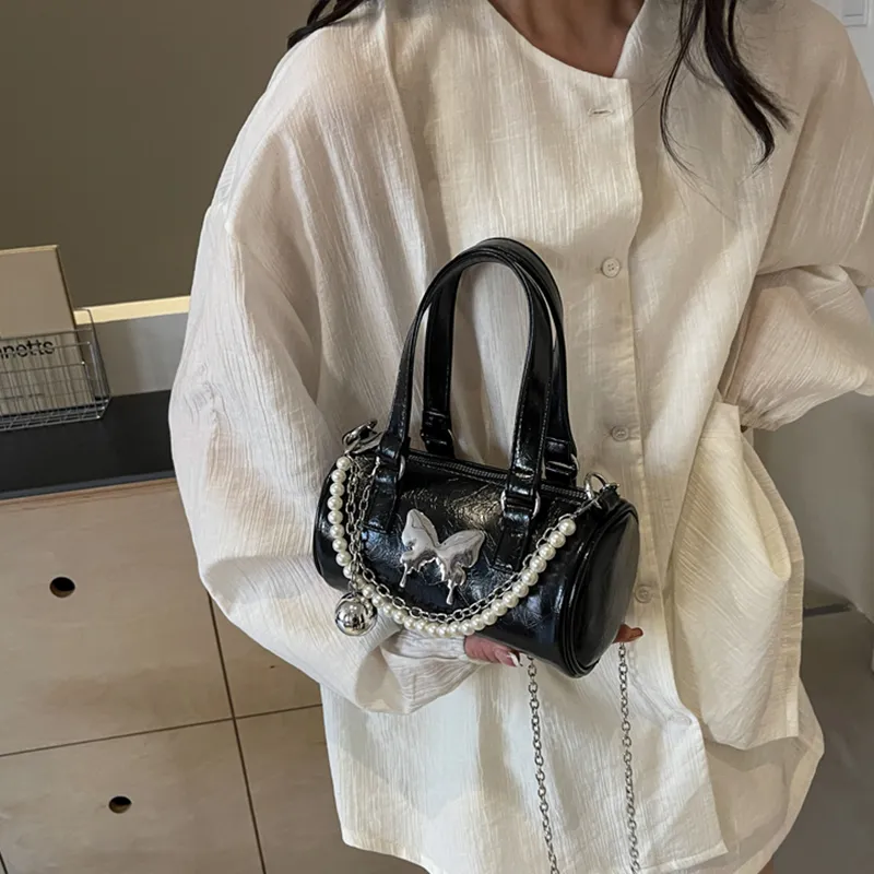 NOMK PU Shoulder Bag, Crossbody Bag, Handbag Women's Black/White/Silver-2