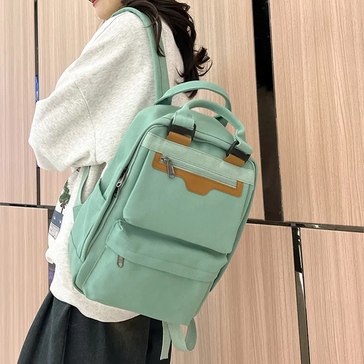 NOMK Canvas Handheld Backpack Unisex Black/Army Green/Green/Ecru/Purple-9