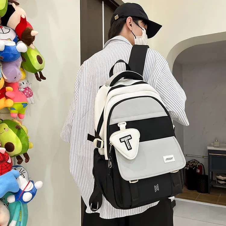 NOMK Nylon Carry Backpack Unisex Red/Green/Orange/Black/Dark Khaki/Light Khaki-13