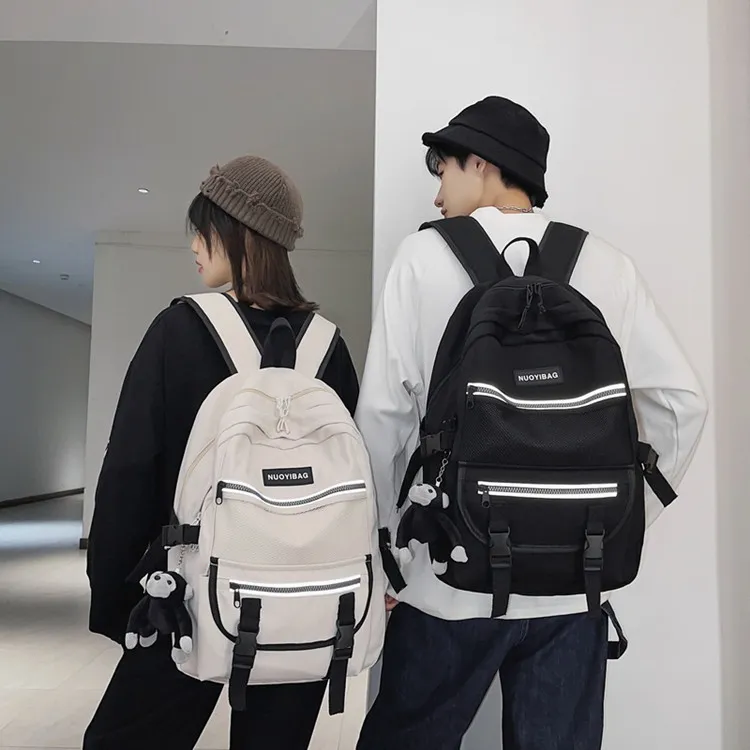 NOMK Nylon Backpack Regular Unisex White/Black/White Plaid/Black Plaid-6