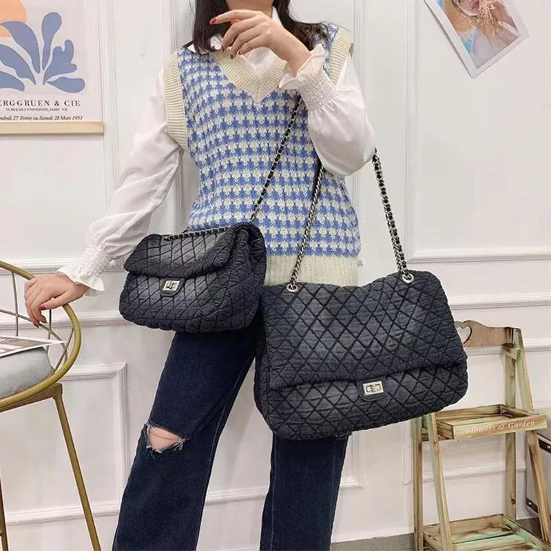 NOMK PU Plaid Tote Bag, Shoulder Bag, Crossbody Bag Regular Women's Black-5