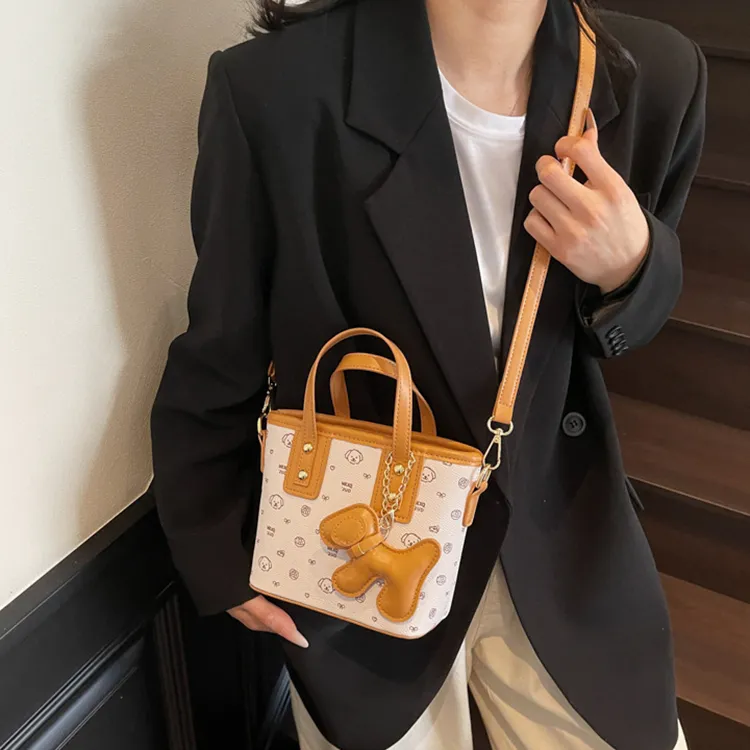 NOMK PU Crossbody One Shoulder Handbag Women's White & Brown/Ecru/Pink/Coffee-2