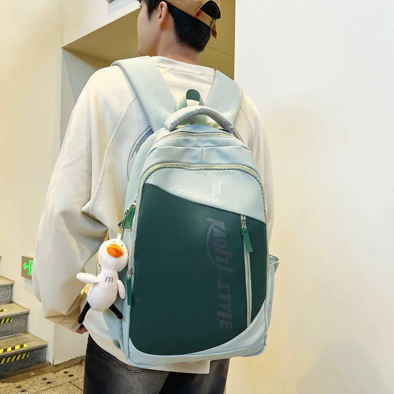 NOMK Nylon Backpack Backpack Travel Backpack Laptop Bag Unisex Black/Green/White/Blue-8