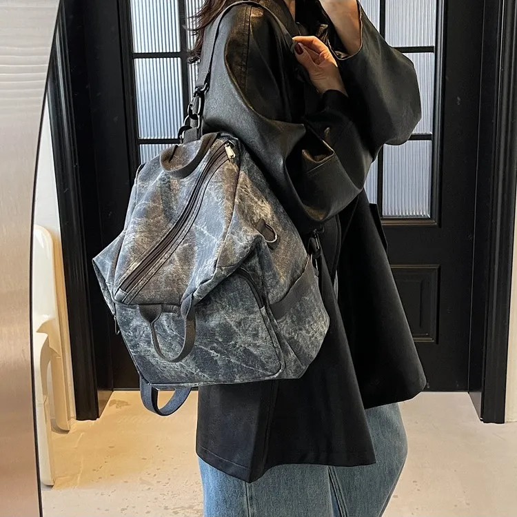NOMK Denim Handbag, Shoulder Bag, Crossbody Bag, Backpack Regular Unisex Multicolor-1