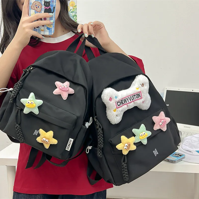NOMK Nylon Backpack Backpack Backpack Handbag Women's Pink/Black/Green/White/Beige Yellow-4