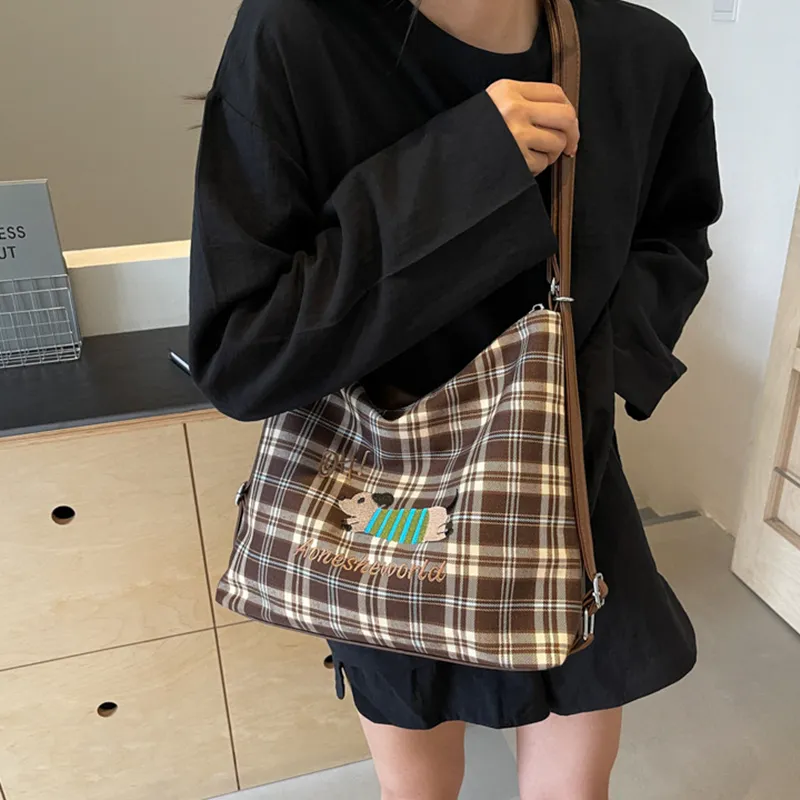 NOMK PU Stitched Canvas Underarm Backpack, Shoulder Bag Women's Brown-13