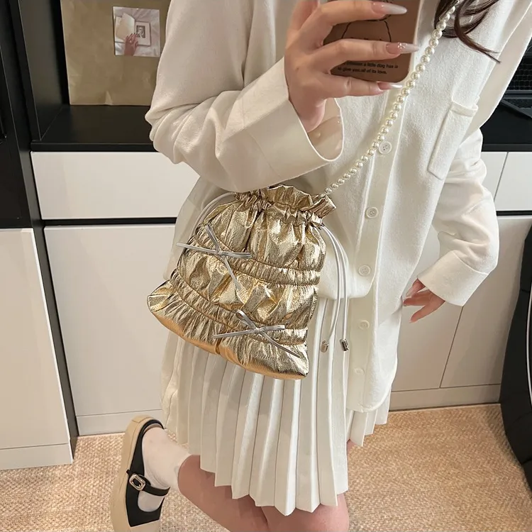 NOMK PU Shoulder Bag, Crossbody Bag Women's Gold/Black/Silver-5