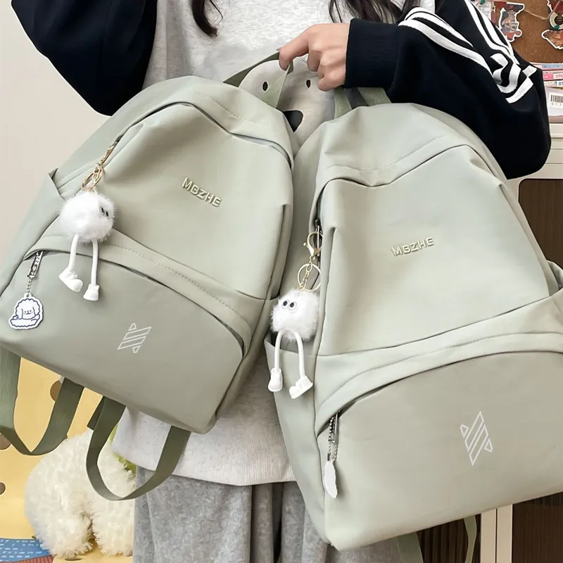 NOMK Nylon Backpack Women's Green/Yellow/Pink/White/Blue-1